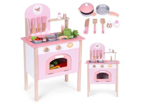 ECO TOYS Dečija kuhinja pink sa 2 dodataka,rernom,slavinom i sudoperom