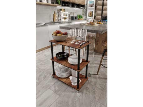HANAH HOME Dinner Trollei Dinner Trolley Walnut