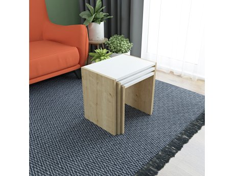 HANAH HOME Nesting Table Nora hrast - White