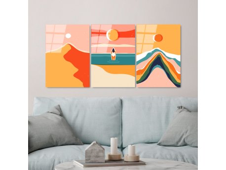 WALLXPERT Dekorativna slika od kaljenog stakla (3 komada) UV 944 45 x 65