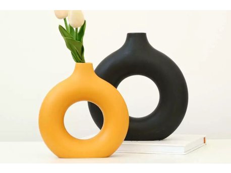 WALLXPERT Vaza set Iskandinav Halka Black Orange