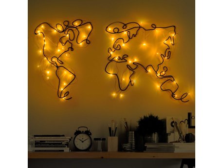 WALLXPERT Dekorativni metalni zidni pribor World Map Led 257
