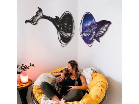 WALLXPERT Dekorativni metalni zidni pribor Whale of Black Hole APT745 L
