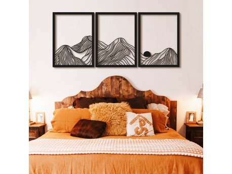 WALLXPERT Dekorativni metalni zidni pribor Mountain Landscape Set of 3 APT742 M