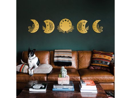 WALLXPERT Dekorativni metalni zidni pribor Moon Phases Metal Wall Art APT615 Gold