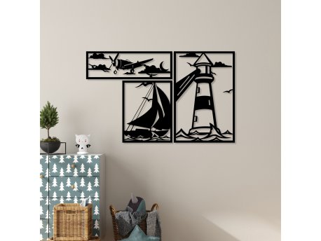 WALLXPERT Dekorativni metalni zidni pribor Lighthouse Trio B