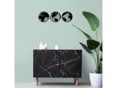 WALLXPERT Dekorativni metalni zidni pribor World Map Metal Decor 3 Black