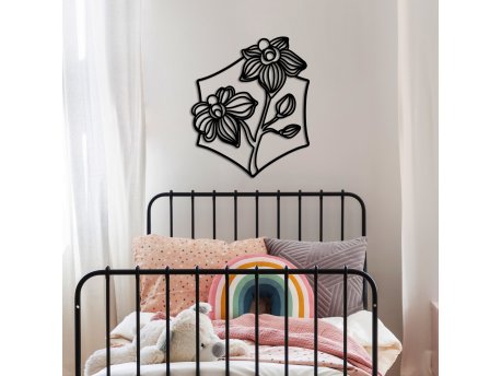 WALLXPERT Dekorativni metalni zidni pribor Orchid L crna boja