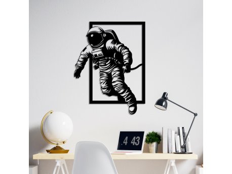 WALLXPERT Dekorativni metalni zidni pribor Out Space 3 D crna boja