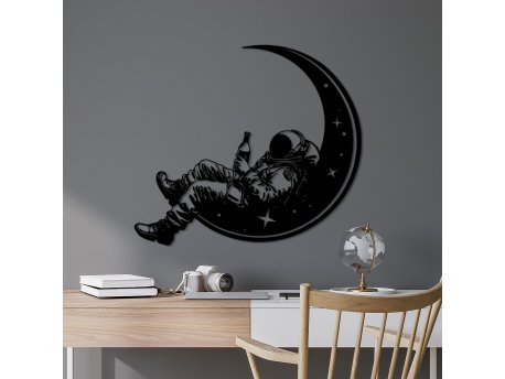 WALLXPERT Dekorativni metalni zidni pribor 3D Space Boozer crna boja