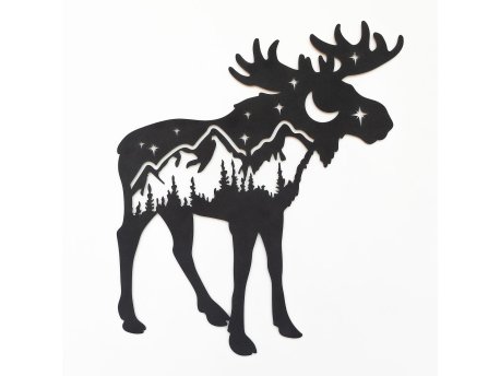 WALLXPERT Dekorativni metalni zidni pribor Landscape Moose Metal Wall Art APT628