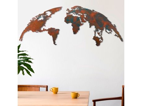WALLXPERT Dekorativni metalni zidni pribor World Map Medium 2