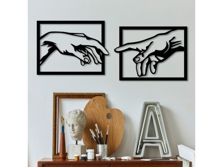 WALLXPERT Dekorativni metalni zidni pribor Hands crna boja