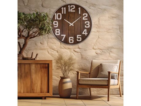 WALLXPERT Dekorativni metalni zidni sat Antique Medium Walnut