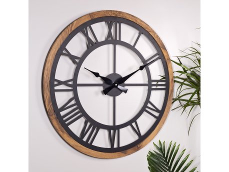 WALLXPERT Dekorativni metalni zidni sat Roman Black