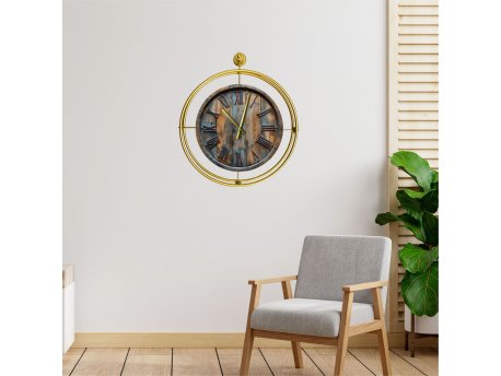 WALLXPERT Dekorativni metalni zidni sat Mclock 00124 zlatna boja
