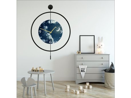 WALLXPERT Dekorativni metalni zidni sat Mclock 00118 crna boja