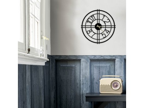 WALLXPERT Dekorativni metalni zidni sat black Ortası