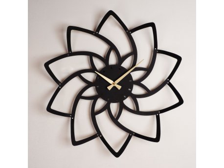 WALLXPERT Dekorativni metalni zidni sat Lotus Metal Wall Clock APS106 Black