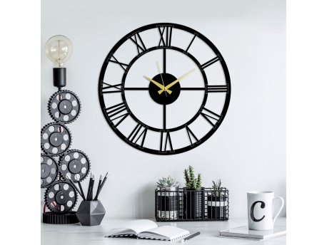 WALLXPERT Dekorativni metalni zidni sat Pari black