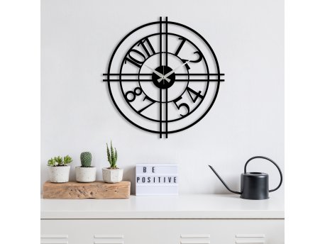 WALLXPERT Dekorativni metalni zidni sat Metal Wall Clock 33 Black
