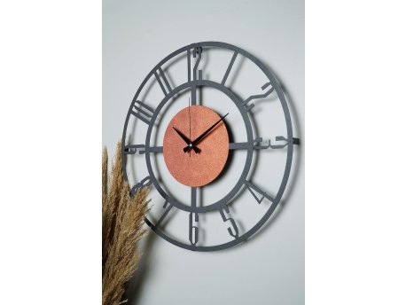 WALLXPERT Dekorativni metalni zidni sat Myk9911 Crna Orange