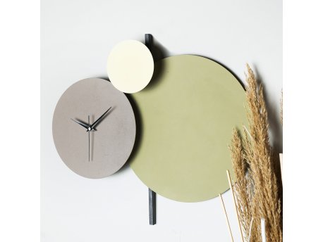 WALLXPERT Dekorativni metalni zidni sat Pavimento Green