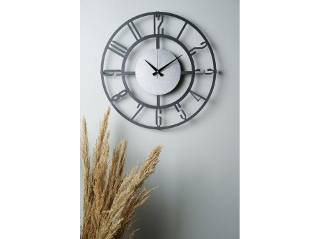WALLXPERT Dekorativni metalni zidni sat Myk9912 Crno Srebro