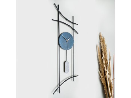 WALLXPERT Dekorativni metalni zidni sat Ken Blue
