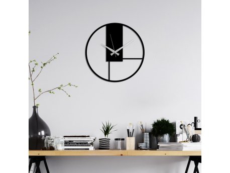 WALLXPERT Dekorativni metalni zidni sat Fora black