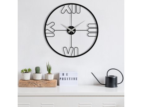 WALLXPERT Dekorativni metalni zidni sat Mali black