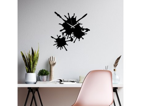 WALLXPERT Dekorativni metalni zidni sat Stain black