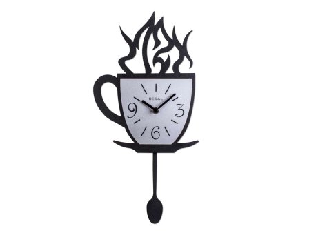 WALLXPERT Dekorativni metalni zidni sat Coffee Cup Black