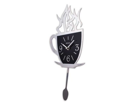 WALLXPERT Dekorativni metalni zidni sat Coffee Cup Silver