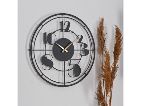 WALLXPERT Dekorativni metalni zidni sat Netro New Black