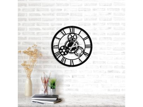 WALLXPERT Dekorativni metalni zidni sat Davin Clock black