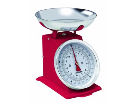 TERRAILLON T500 crvena tradicionalna metalna uspravna vaga od 5 kg sa posudom od nehrđajućeg čelika