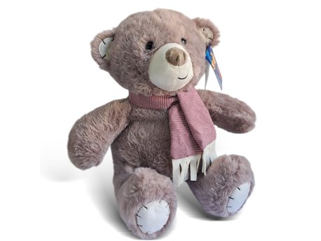 PERTINI Plišani bordo meda sa roze šalom 32cm