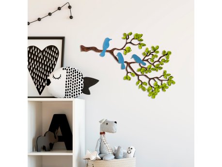 WALLXPERT Dekorativni zidni pribor Tree 3 zeleno - plava - braon boja