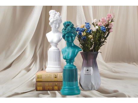 WALLXPERT Set ukrasnih predmeta (2 komada) tirkizna i bela figura CY0442