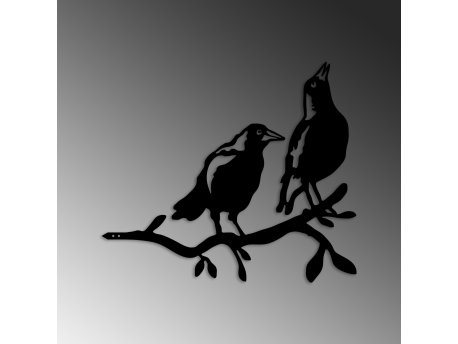 WALLXPERT Decorative Object figura Bird On The Branch 09 Black