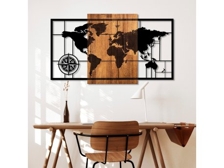 WALLXPERT Dekorativni drveni zidni pribor World Map 1 L