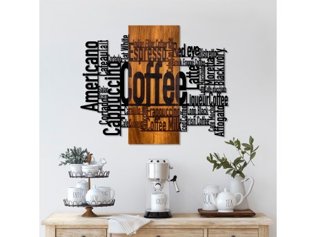 WALLXPERT Dekorativni drveni zidni pribor Coffee Mixed