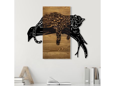 WALLXPERT Dekorativni drveni zidni pribor Leopard