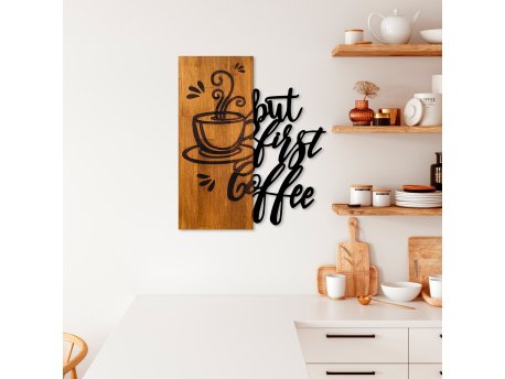 WALLXPERT Dekorativni drveni zidni pribor Coffee First