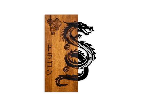 WALLXPERT Dekorativni drveni zidni pribor orah - crni Dragon