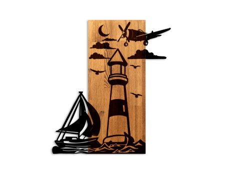 WALLXPERT Dekorativni drveni zidni pribor Light house