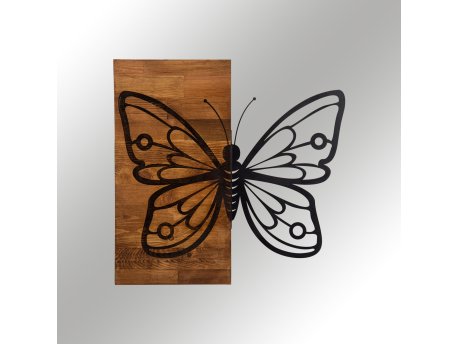 WALLXPERT Dekorativni drveni zidni pribor Butterfly3 Metal Decor