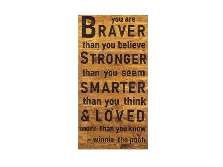 WALLXPERT Dekorativni drveni zidni pribor Braver Stronger Smarter Loved
