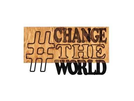 WALLXPERT Dekorativni drveni zidni pribor Change The World